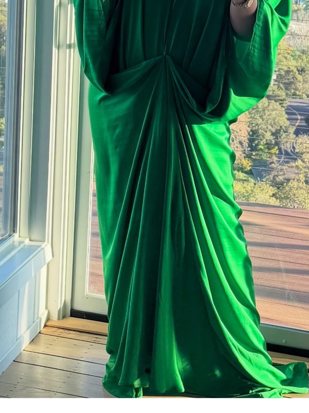 Green Maxi Dress - V-Neck Twist Front - Picture 5 of 5